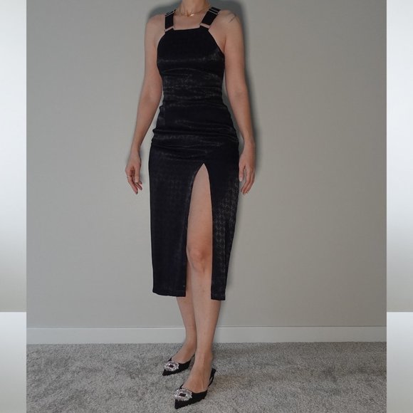 Koton Dark Blue Adjustable Straps Slit Cocktail Dress Size 8 / 34 - Picture 4 of 6